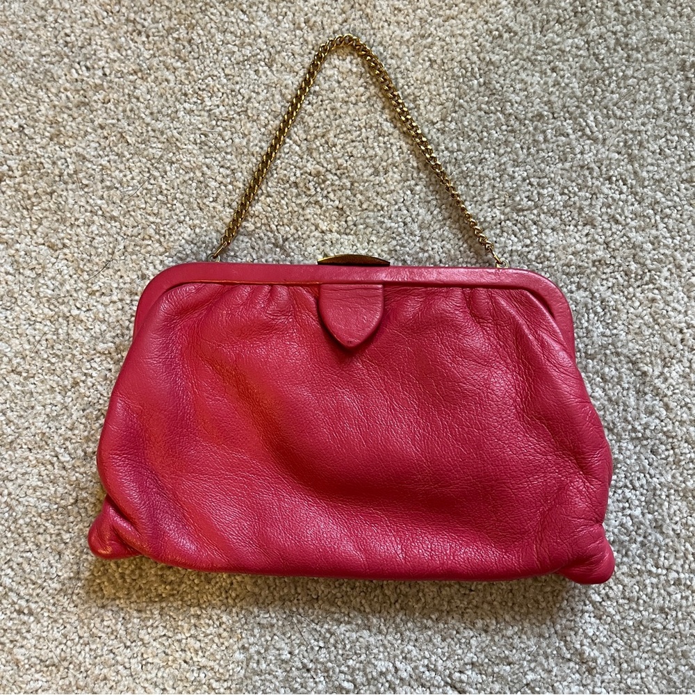 Vintage 50’s INGBER Pink Leather Clutch Purse